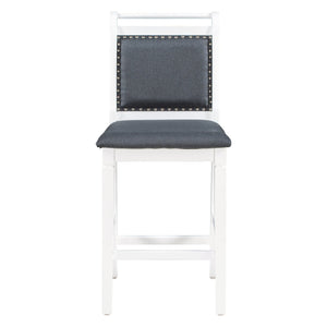 English Elm TOPMAX 3-Piece Wood Counter Height Drop Leaf Dining Set with Upholstered Chairs and Space-Saving Design White SP000259AAE