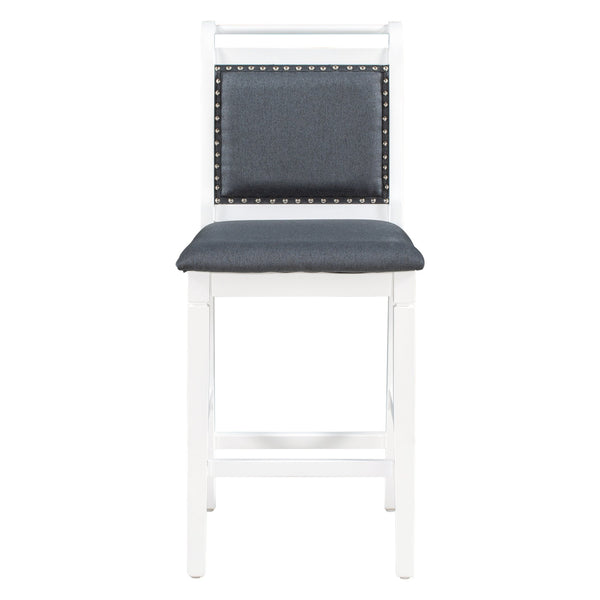 English Elm TOPMAX 3-Piece Wood Counter Height Drop Leaf Dining Set with Upholstered Chairs and Space-Saving Design White SP000259AAE