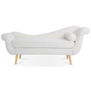 English Elm Chaise Lounge Scroll Arm Birch Leg Upholstered Reading Chair for Bedroom Living Room W68056676