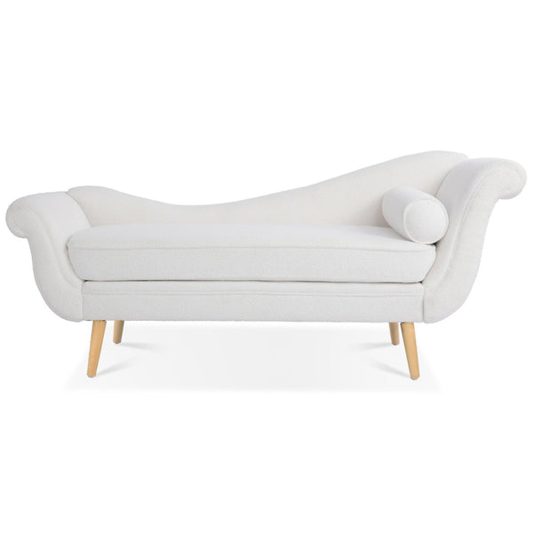English Elm Chaise Lounge Scroll Arm Birch Leg Upholstered Reading Chair for Bedroom Living Room W68056676