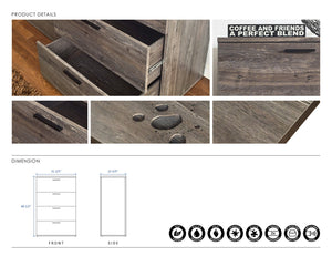 English Elm Oliver Farmhouse Four-Drawer Jumbo Chest with Durable Scratch & Water Resistant Solid Wood Finish Gray B040S00029