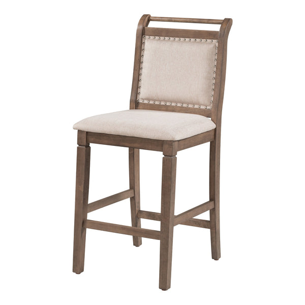 English Elm TOPMAX 3-Piece Wood Counter Height Drop Leaf Dining Set with Upholstered Chairs and Space-Saving Design Brown SP000259AAD