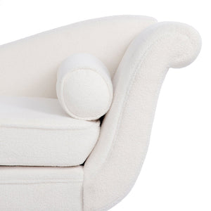 English Elm Chaise Lounge Scroll Arm Birch Leg Upholstered Reading Chair for Bedroom Living Room W68056676