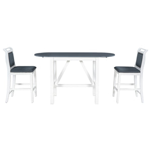 English Elm TOPMAX 3-Piece Wood Counter Height Drop Leaf Dining Set with Upholstered Chairs and Space-Saving Design White SP000259AAE