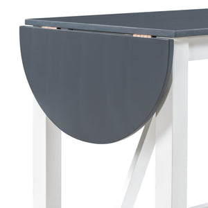 English Elm TOPMAX 3-Piece Wood Counter Height Drop Leaf Dining Set with Upholstered Chairs and Space-Saving Design White SP000259AAE