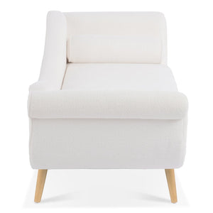 English Elm Chaise Lounge Scroll Arm Birch Leg Upholstered Reading Chair for Bedroom Living Room W68056676