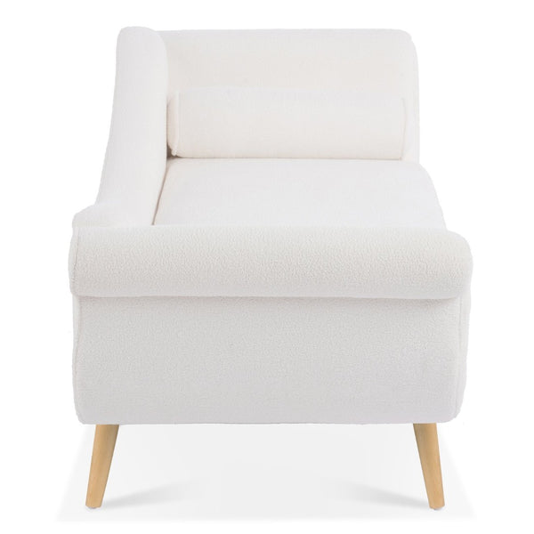 English Elm Chaise Lounge Scroll Arm Birch Leg Upholstered Reading Chair for Bedroom Living Room W68056676