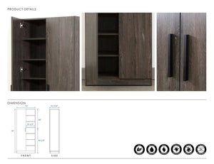 English Elm Mia Rustic Gray Farmhouse Shoe Cabinet with Six Deep Shelves, Water/Heat & Scratch Resistant, E0 Crafted B040S00024