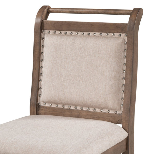 English Elm TOPMAX 3-Piece Wood Counter Height Drop Leaf Dining Set with Upholstered Chairs and Space-Saving Design Brown SP000259AAD