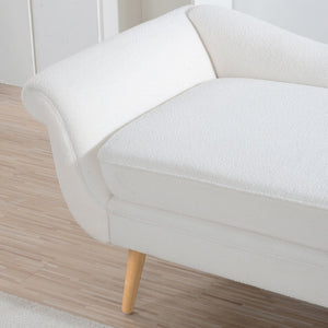 English Elm Chaise Lounge Scroll Arm Birch Leg Upholstered Reading Chair for Bedroom Living Room W68056676