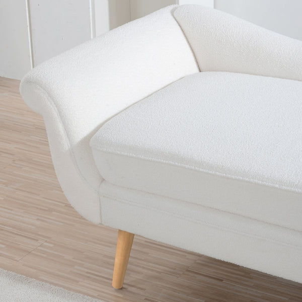 English Elm Chaise Lounge Scroll Arm Birch Leg Upholstered Reading Chair for Bedroom Living Room W68056676