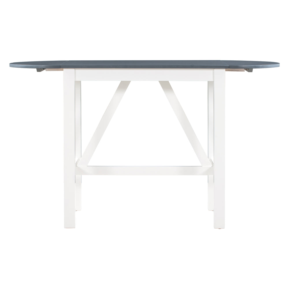 English Elm TOPMAX 3-Piece Wood Counter Height Drop Leaf Dining Set with Upholstered Chairs and Space-Saving Design White SP000259AAE