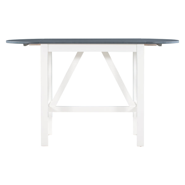 English Elm TOPMAX 3-Piece Wood Counter Height Drop Leaf Dining Set with Upholstered Chairs and Space-Saving Design White SP000259AAE