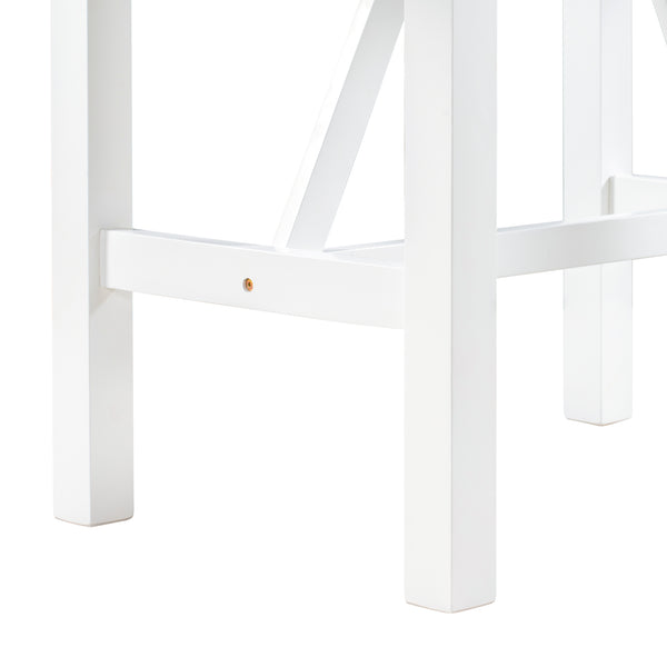 English Elm TOPMAX 3-Piece Wood Counter Height Drop Leaf Dining Set with Upholstered Chairs and Space-Saving Design White SP000259AAE