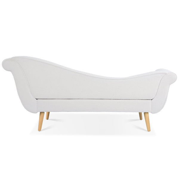 English Elm Chaise Lounge Scroll Arm Birch Leg Upholstered Reading Chair for Bedroom Living Room W68056676