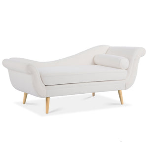 English Elm Chaise Lounge Scroll Arm Birch Leg Upholstered Reading Chair for Bedroom Living Room W68056676