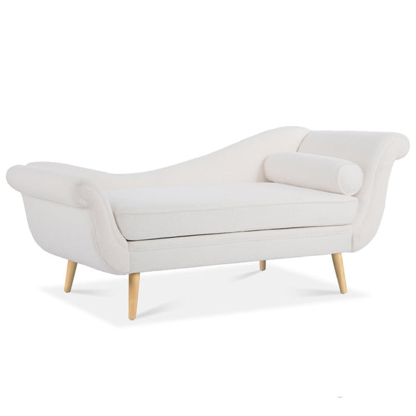 English Elm Chaise Lounge Scroll Arm Birch Leg Upholstered Reading Chair for Bedroom Living Room W68056676
