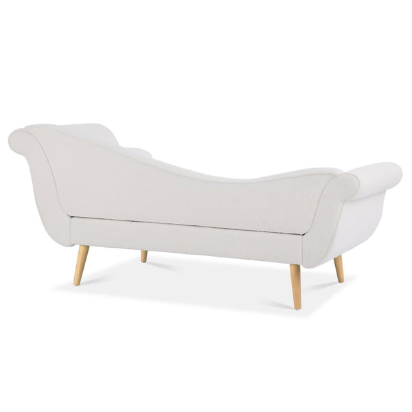 English Elm Chaise Lounge Scroll Arm Birch Leg Upholstered Reading Chair for Bedroom Living Room W68056676