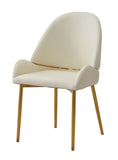 Beige Leatherette Dining Chairs, Set of 2 - Modern Design, Metal Legs