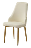 English Elm Dining Chair With Pu Leather White Strong Metal Legs (Set Of 2)