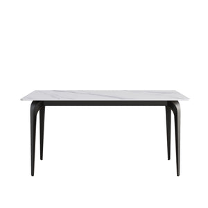 English Elm 63"Modern Artificial Stone Dining Table With Black Metal Legs - Seats 6, Stylish & Durable Design W1535S00075