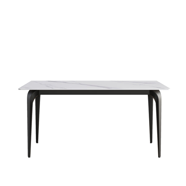 English Elm 63"Modern Artificial Stone Dining Table With Black Metal Legs - Seats 6, Stylish & Durable Design W1535S00075