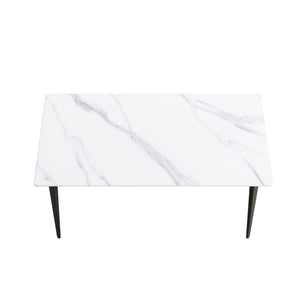 English Elm 63"Modern Artificial Stone Dining Table With Black Metal Legs - Seats 6, Stylish & Durable Design W1535S00075