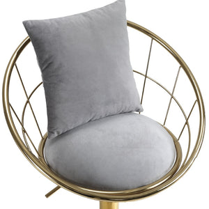 English Elm Grey Velvet Swivel Barstools with Gold Frame Lattice Back Glam Seating Set of 2 W117065088