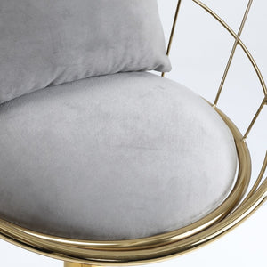 English Elm Grey Velvet Swivel Barstools with Gold Frame Lattice Back Glam Seating Set of 2 W117065088
