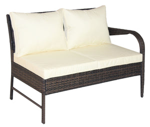 English Elm 3 Piece Wicker Patio Sectional Sofa Set with Storage Table, Brown PE Rattan, Beige Cushions, UV Resistant W209S00018