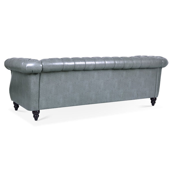 English Elm 84.65" Tufted Pu Leather Chesterfield Sofa Three Seat Club Style Living Room W68061169