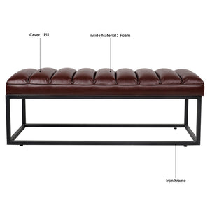 English Elm Metal Base Quilted Foam Cushion Upholstered Bench for Bedroom or Entryway Seating W68049944