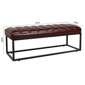 English Elm Metal Base Quilted Foam Cushion Upholstered Bench for Bedroom or Entryway Seating W68049944