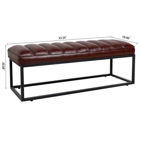 English Elm Metal Base Quilted Foam Cushion Upholstered Bench for Bedroom or Entryway Seating W68049944