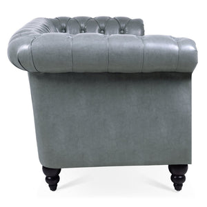 English Elm 84.65" Tufted Pu Leather Chesterfield Sofa Three Seat Club Style Living Room W68061169
