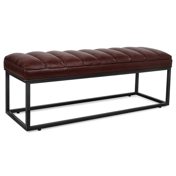 English Elm Metal Base Quilted Foam Cushion Upholstered Bench for Bedroom or Entryway Seating W68049944