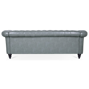 English Elm 84.65" Tufted Pu Leather Chesterfield Sofa Three Seat Club Style Living Room W68061169