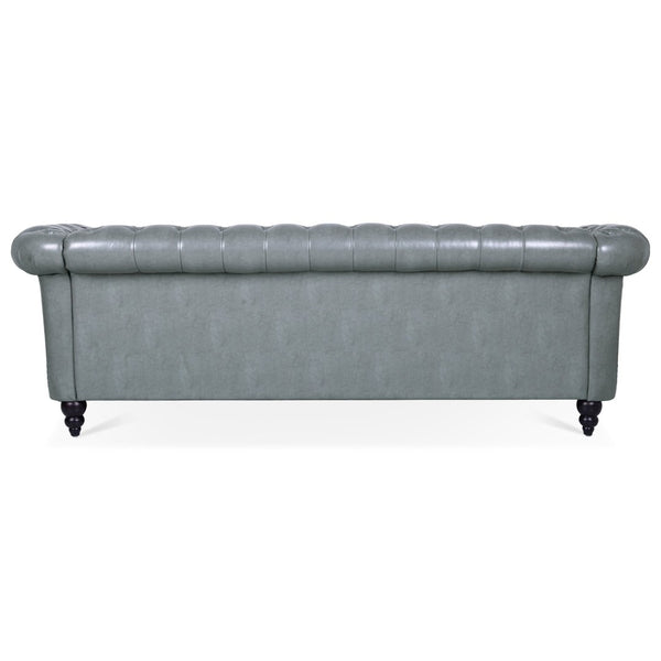 English Elm 84.65" Tufted Pu Leather Chesterfield Sofa Three Seat Club Style Living Room W68061169