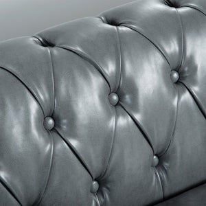 English Elm 84.65" Tufted Pu Leather Chesterfield Sofa Three Seat Club Style Living Room W68061169