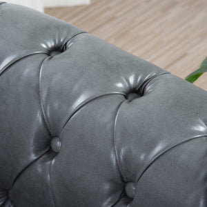 English Elm 84.65" Tufted Pu Leather Chesterfield Sofa Three Seat Club Style Living Room W68061169