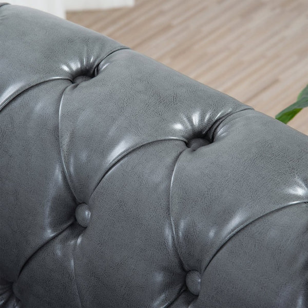English Elm 84.65" Tufted Pu Leather Chesterfield Sofa Three Seat Club Style Living Room W68061169