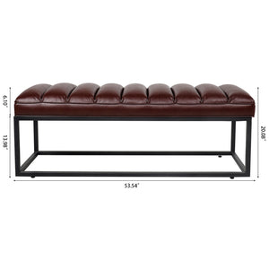 English Elm Metal Base Quilted Foam Cushion Upholstered Bench for Bedroom or Entryway Seating W68049944