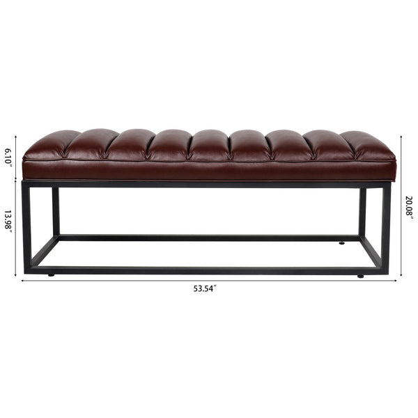 English Elm Metal Base Quilted Foam Cushion Upholstered Bench for Bedroom or Entryway Seating W68049944