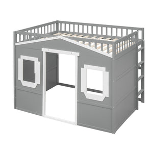 English Elm Full Size Pine Loft Bed with Guard Rails and Ladder for Kids or Teen Rooms LT000337AAN