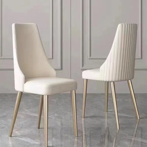 English Elm Dining Chair With Pu Leather White Strong Metal Legs (Set Of 2)