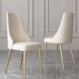 2 White PU Leather Dining Chairs with Sturdy Metal Legs - Set