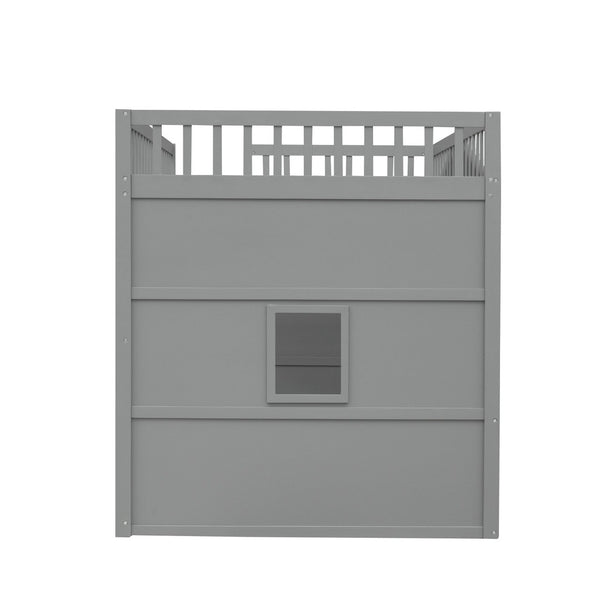 English Elm Full Size Pine Loft Bed with Guard Rails and Ladder for Kids or Teen Rooms LT000337AAN
