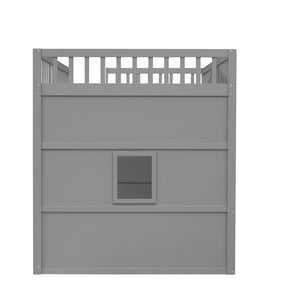 English Elm Full Size Pine Wood Loft Bed with Guard Rails and Ladder for Kids Rooms LT000337AAE