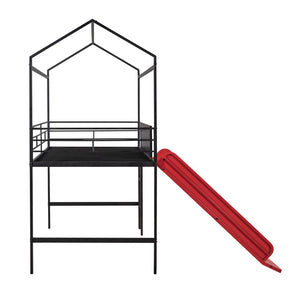 English Elm Metal Cabin Loft Bed for Kids with Built-in Slide Writing Board Playhouse Frame MF294384AAJ