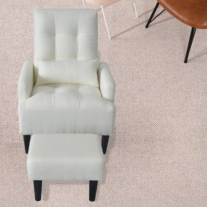 English Elm Redde Modern Cream White Recliner Sofa Chair With Ottoman - Ergonomic Comfort For Stylish Living Rooms W1183S00001-GIGA